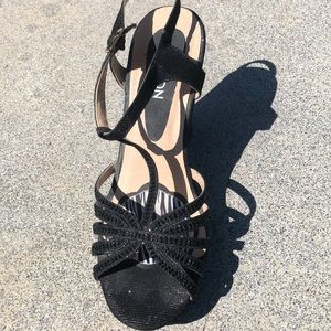 Black rhinestone platforms